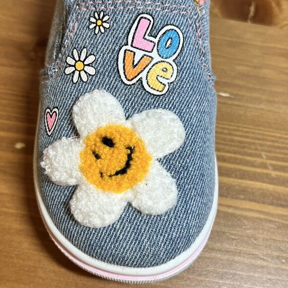 Wonder Nation Baby Denim Slip On Shoes Size 5 NWT Happy Face - Picture 4 of 9